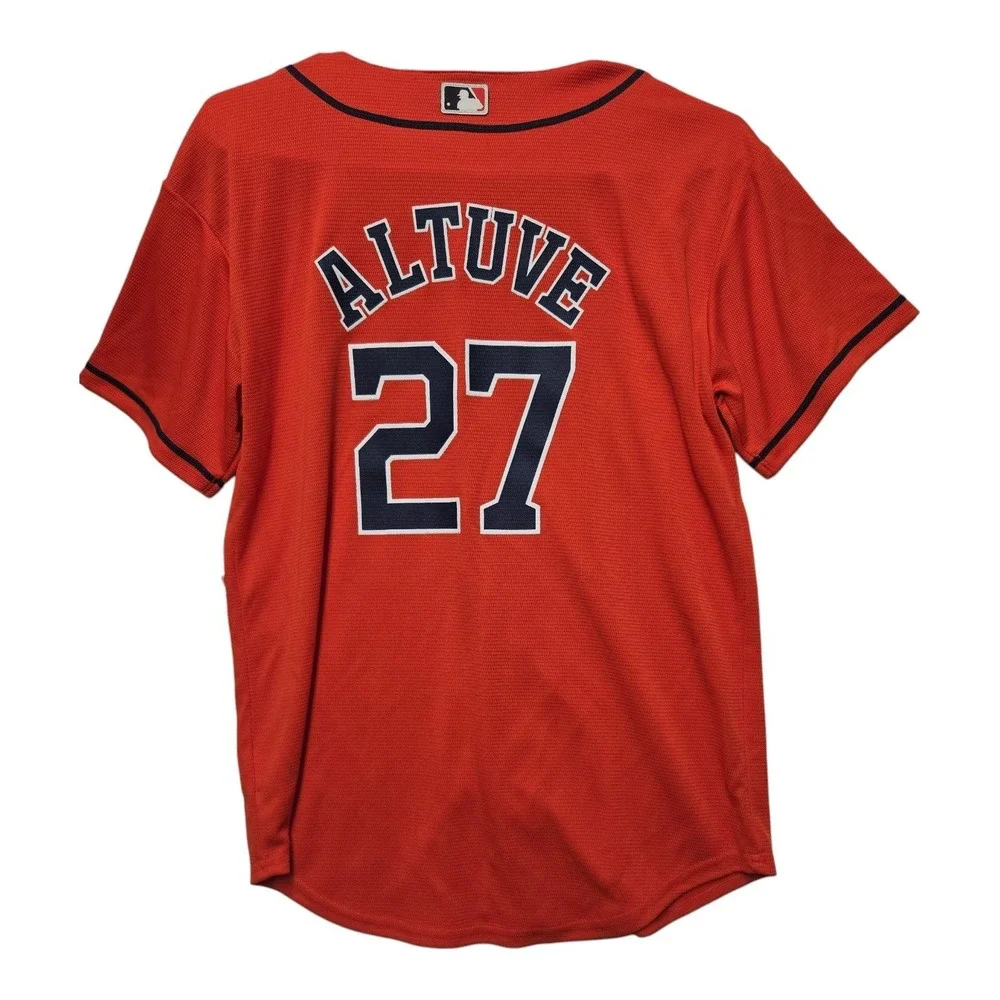 Majestic Houston Astros Jose Altuve 27 Youth Jersey Orange Cool Base L 14/16 NWT